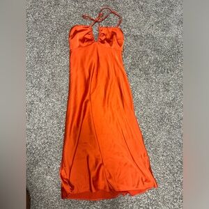 Abercrombie and Fitch midi dress orange/blood orange